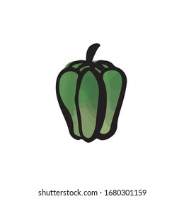 vegetable - green pepper(watercolor vector)