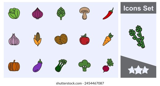 vegetable, Healthy food icon set symbol collection, logo isolated vector illustration