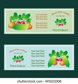 vegetable horizontal banner with onion,carrot,cucumber,and bit