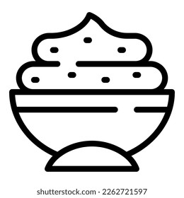Vegetable hummus icon outline vector. Top bread. Plate meal