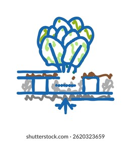 vegetable hydroponics water irrigation doodle icon sketch vector. vegetable hydroponics water irrigation sign. isolated symbol illustration