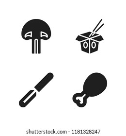 vegetable icon. 4 vegetable vector icons set. chicken leg, peeler and noodles icons for web and design about vegetable theme