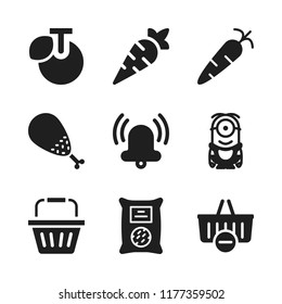 vegetable icon. 9 vegetable vector icons set. chicken leg, shopping basket and bell icons for web and design about vegetable theme
