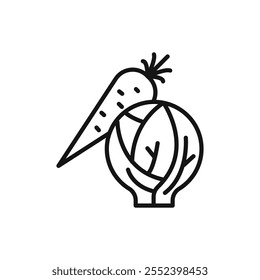 Signo de contorno de Vector blanco y negro del icono vegetal