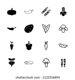 Vegetable icon. collection of 16 vegetable filled and outline icons such as potato, pepper, spinach, cauliflower, cucumber. editable vegetable icons for web and mobile.