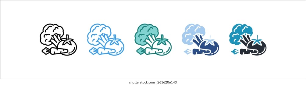 Vegetable Icon In Different Style Vector