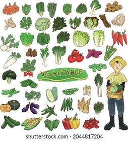 Vegetable icon hand-painted material set