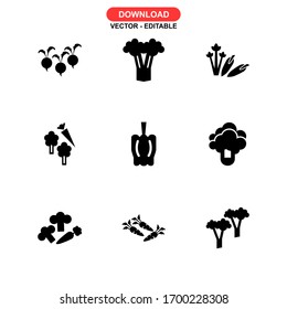Gemüsesymbol oder -Logo einzeln auf Vektorillustrationen - Kollektion hochwertiger, schwarzer Vektorsymbole
