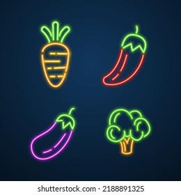 vegetable icon neon sign vector