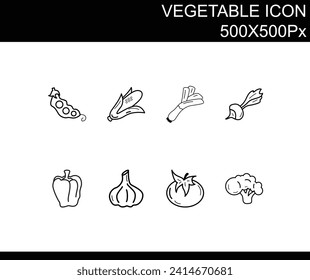 vegetable icon (pea, corn, green onion, turnip, bell pepper, garlic, tomato, broccoli)