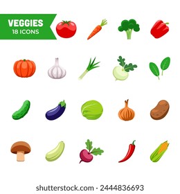 Vegetable icon. Vegetable icon set. Cartoon style.