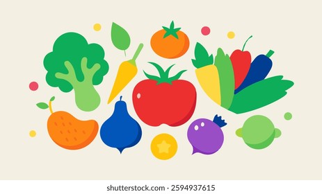 Vegetable icon. Vegetable icon set. Cartoon style