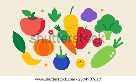 Vegetable icon. Vegetable icon set. Cartoon style