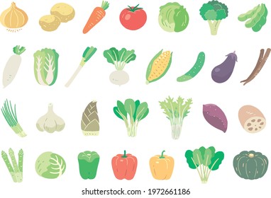 vegetable icon. set. collection. hand drawn.