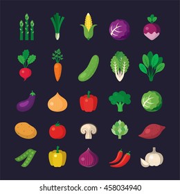 vegetable icon set in flat style