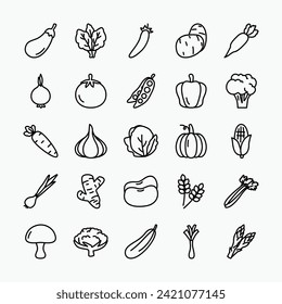 Vegetable icon set. Fresh food organic icons collection. vector illustration