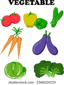 Vegetable icon set isolated on white background. Vector illustration.