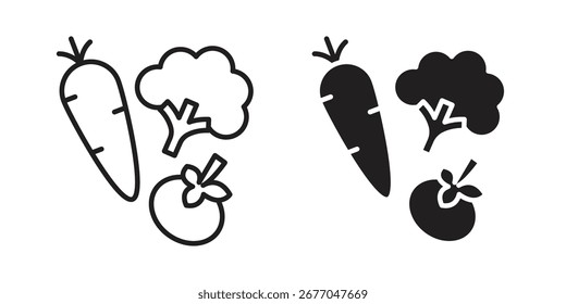 Conjunto de iconos de vegetales, arte de línea y diseño de glifos. Eps10
