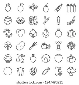 Vegetable icon set, line style vector illustration.