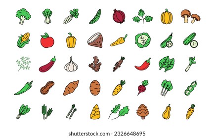 Vegetable Icon Set - Modern web icon set. Outline icons collection. Simple vector illustration.