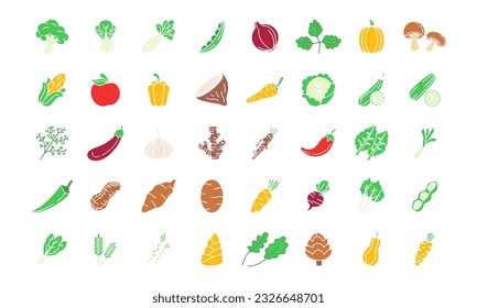 Vegetable Icon Set - Modern web icon set. Outline icons collection. Simple vector illustration.