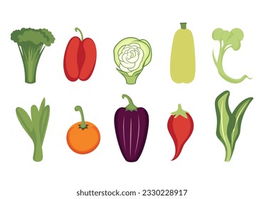 Vegetable icon set over white background, colorful design vector illustration