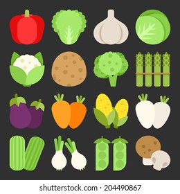 Vegetable icon set, vector