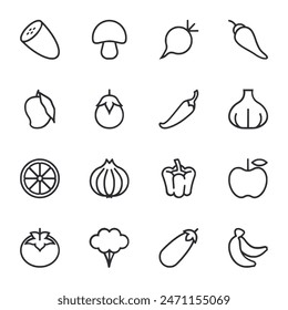 Vegetable icon set vector illustration