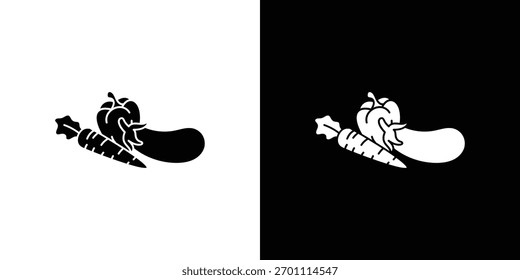 Vegetable icon silhouette vector in black colors. flat symbol logo design style
