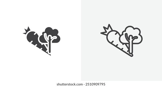 Vegetable icon in solid and outlined style
