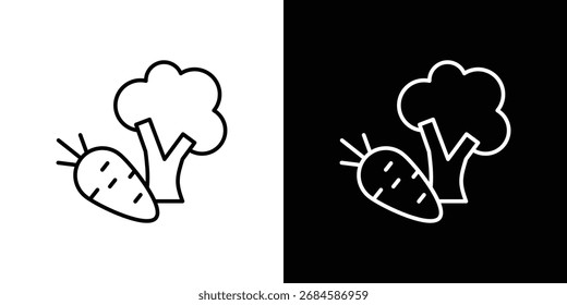 Vegetable icon thin line symbol on white background. Editable stroke vector illustration
