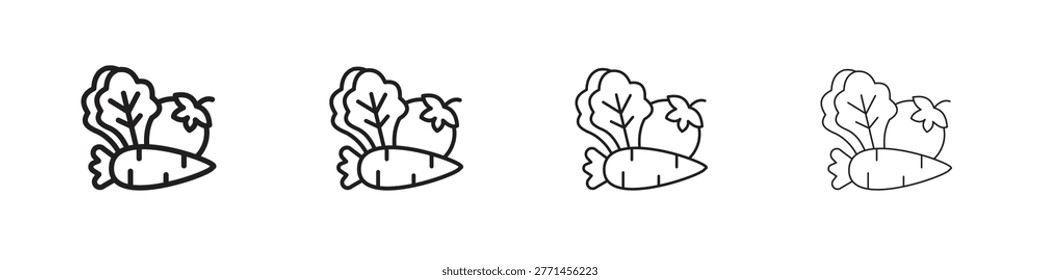 Vegetable icon. thin stroke EPS 10. Vector illustrations pack.