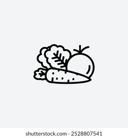 Vegetable icon in tree different line stroke sizes.