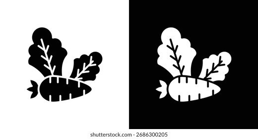 Gráficos vetoriais de ícone vegetal. Conjunto de vetor preto sólido plano