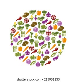 vegetable icons in circle