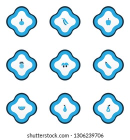Vegetable icons colored set with tasty, legume, pear and other nutshell elements. Isolated vector illustration vegetable icons.