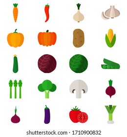 vegetable icons with flat style design.