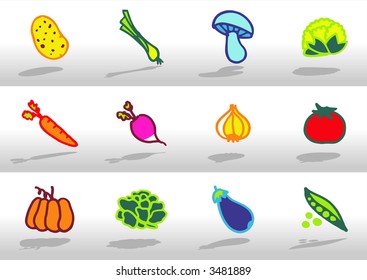 Vegetable icons - others of same series : http://www.shutterstock.com/lightboxes.mhtml?lightbox_id=499021