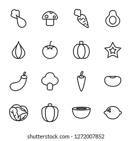 Vegetable icons pack. Isolated vegetables symbols collection.