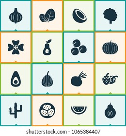 Vegetable icons set with beet, pumpkin, sorrel and other pear elements. Isolated vector illustration vegetable icons.