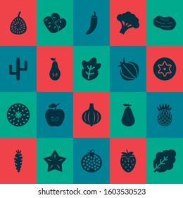 Vegetable icons set with cactus, carrot, pear and other broccoli elements. Isolated vector illustration vegetable icons.