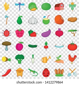 Vegetable icons set. Cartoon style of 36 vegetable vector icons for web for any design