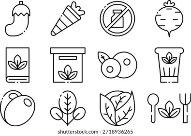 Conjunto de iconos vegetales para jardinería