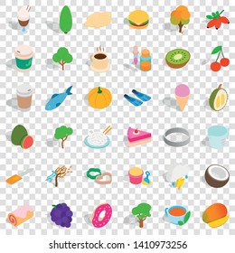 Vegetable icons set. Isometric style of 36 vegetable vector icons for web for any design