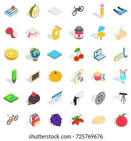 Vegetable icons set. Isometric style of 36 vegetable vector icons for web isolated on white background