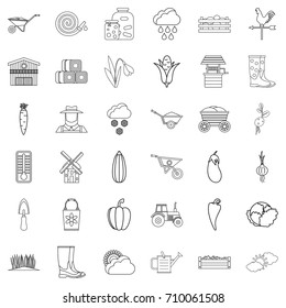 Vegetable icons set. Outline style of 36 vegetable vector icons for web isolated on white background