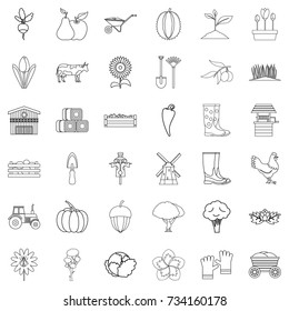 Vegetable icons set. Outline style of 36 vegetable vector icons for web isolated on white background