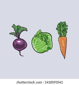 Vegetable Illustration Big Set Collection Mix - Vector Illustration