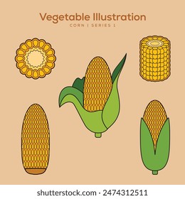 Vegetable Illustration Set for Logo and Healthy Symbol Collection Flat Design - Editable EPS Vector Label Illustration