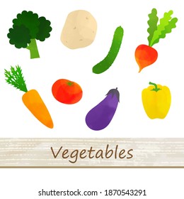 Vegetable illustration set (white background, vector, cut out, watercolor)